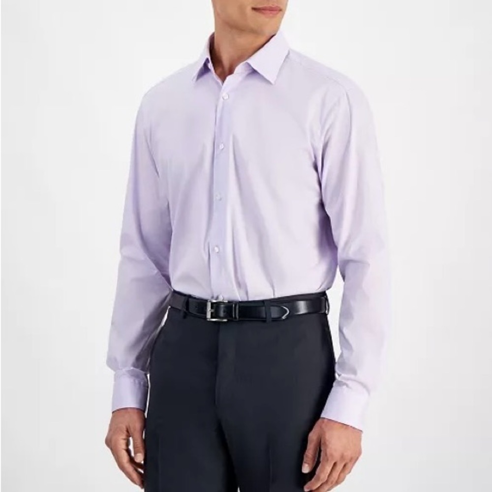 Hugo Boss Men’s Light Purple Slim Fit Button Down Dress Shirt Size 17